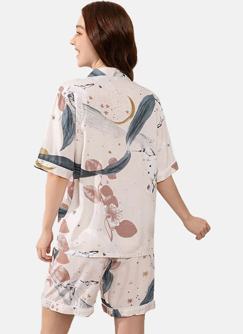 يونيكي Floral Printed Shirt With Shorts Night Suits