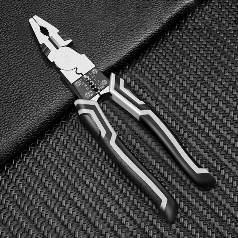Obedient Multifunction Lineman Plier Wire Stripping Tool Wire Cutter with Gripping Wrench Cutter Crimping Wire Stripper Function 6in1 Combination WirePlier Black - Image 1