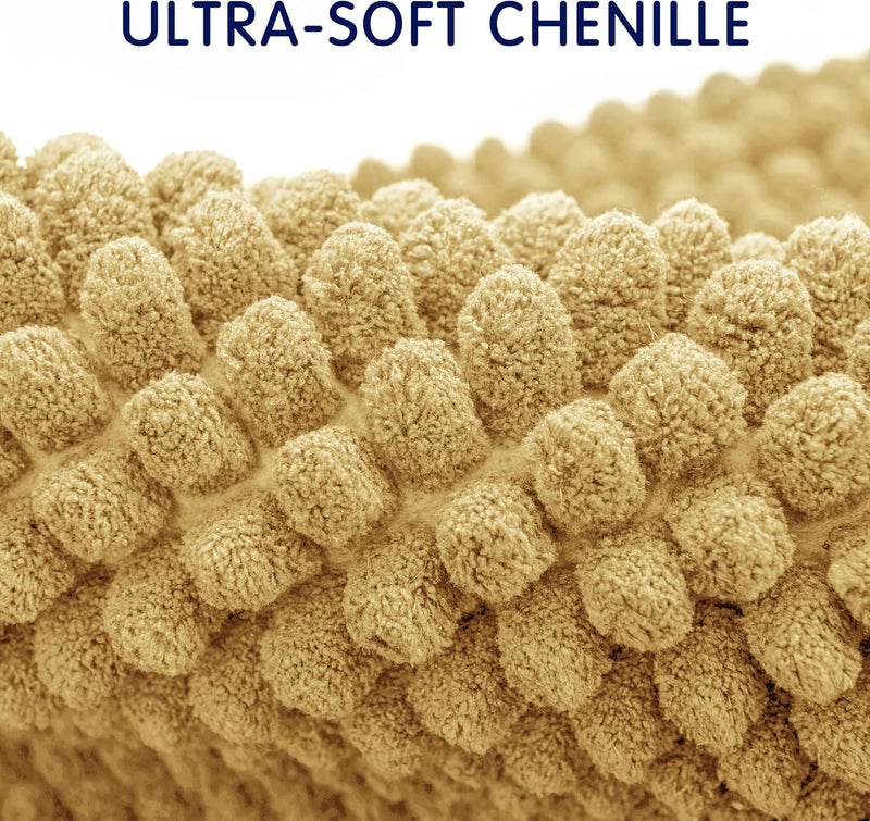 subrtex Bathroom Rugs Chenille Bath Rug, Soft Short Plush Bath Mat, Water Absorbent Shower Mat, Quick Dry Machine Washable(Yellow, 24" x 60") - Image 4