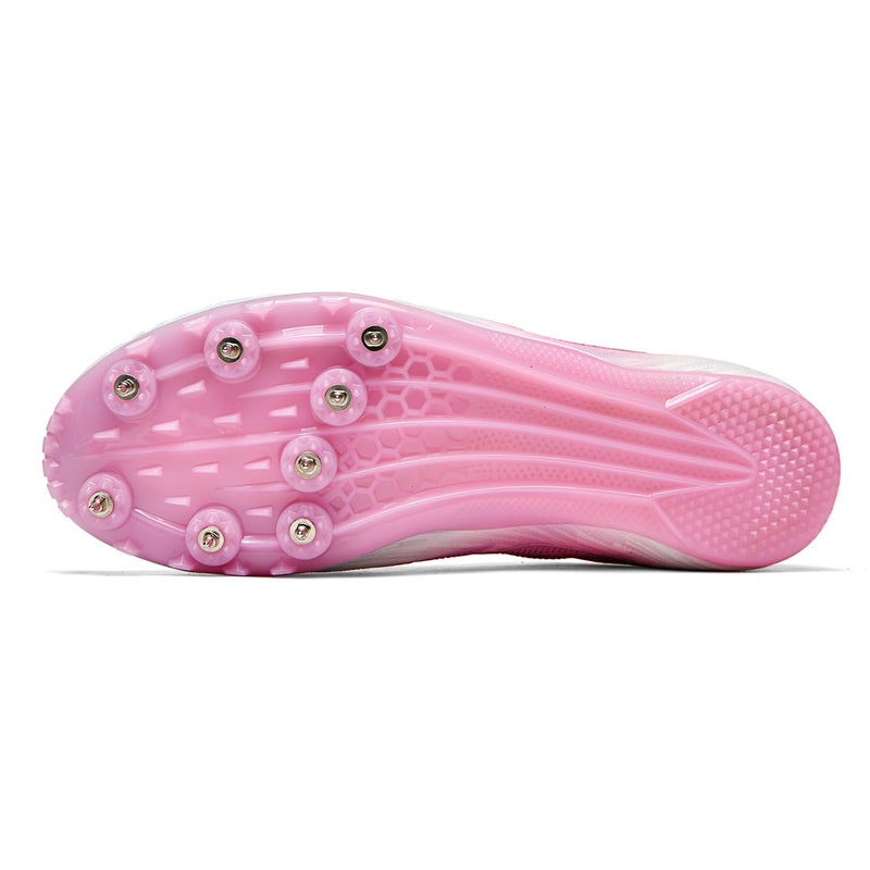 WESHIRUN Track and Field Shoes for Men Women 8 Spikes Boys and Girls Kids Running Racing Shoes Peach Pink - Image 5