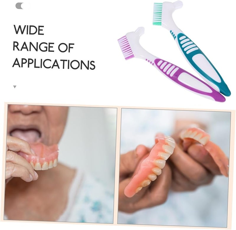 2Pcs Hard Bristle Denture Brush With Ergonomic Comfort Grip For Denture Care - Image 5