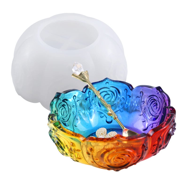 Epoxy Mold for Resin Flower Shape Jewelry Candle Holder Trinket Box Irregular Tray for Crafts Decoration