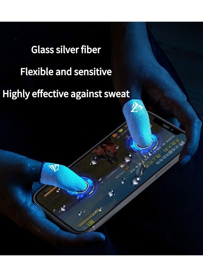 FlyDigi 4 Pcs Cloth Mobile Gaming Finger Gloves Extremely Thin Material  Zero-Contact Silver Fiber Breathable Touch Screen Gaming Finger Gloves with Storage Box  White - Image 3