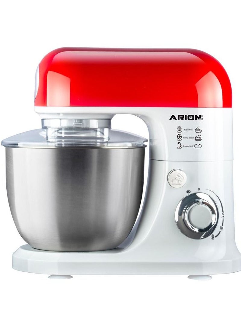 أريون عجان الاحترافي (1500 واط) | وعاء 5 لتر من الفولاذ المقاوم للصدأ | حركة خلط كوكبية | تروس معدنية متينة | أحمر/فضي - Image 1