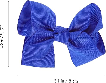 Lurrose مشابك شعر قوس لوروز 12 قطعة باللون الأزرق مع رباط قوس صغير مشابك شعر صغيرة للمدرسة للبنات - Image 2