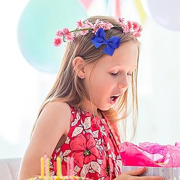 Lurrose مشابك شعر قوس لوروز 12 قطعة باللون الأزرق مع رباط قوس صغير مشابك شعر صغيرة للمدرسة للبنات - Image 3