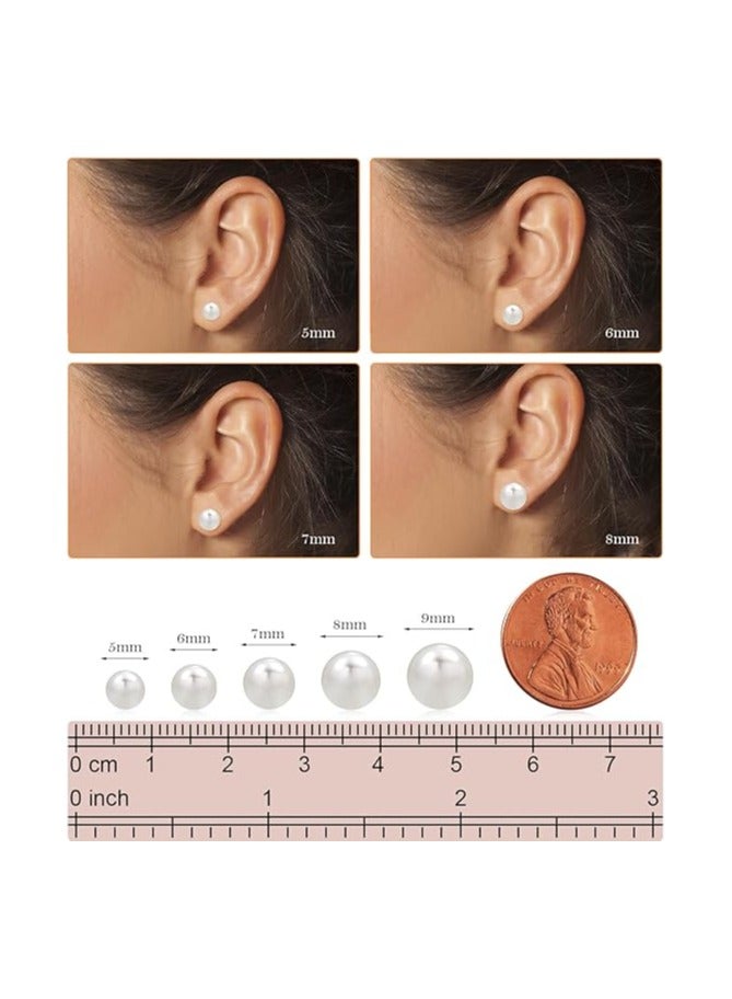 Hain 6MM Freshwater Pearl Stud Earrings for Women, Hypoallergenic 18K Gold Vermeil Earrings Studs with Genuine Round White Pearls  - Image 4