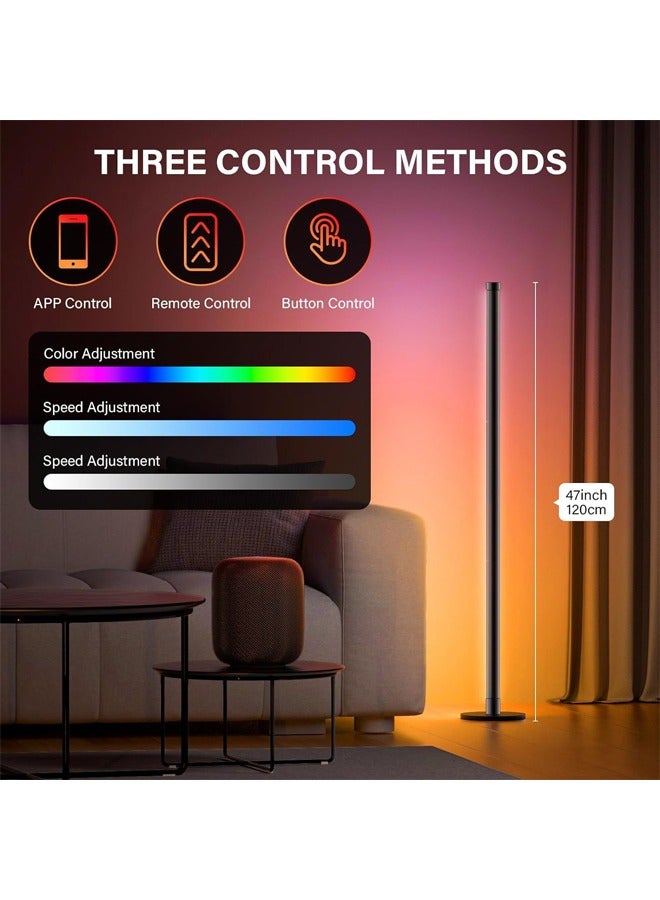 إن كي أكس مصباح أرضي LED RGBIC مزود بجهاز تحكم عن بعد يعمل بالبلوتوث للزاوية الدائمة وغرفة النوم والديكور على جانب السرير وغرفة المعيشة بطول 1.2 متر - Image 3