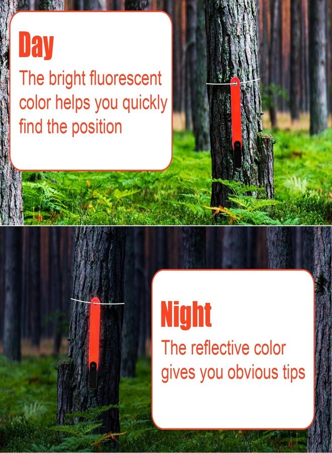 XIHIRCD 24pcs Reflective Trail Markers, Trail Markers with Clips Day & Night Hunting Reflector Trail Markers Trail Marking Tacks for Outdoor Hiking Camping Hunting (Fluorescent Orange) - Image 3