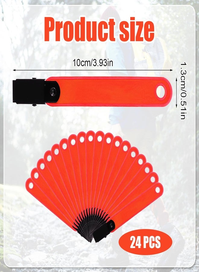 XIHIRCD 24pcs Reflective Trail Markers, Trail Markers with Clips Day & Night Hunting Reflector Trail Markers Trail Marking Tacks for Outdoor Hiking Camping Hunting (Fluorescent Orange) - Image 2