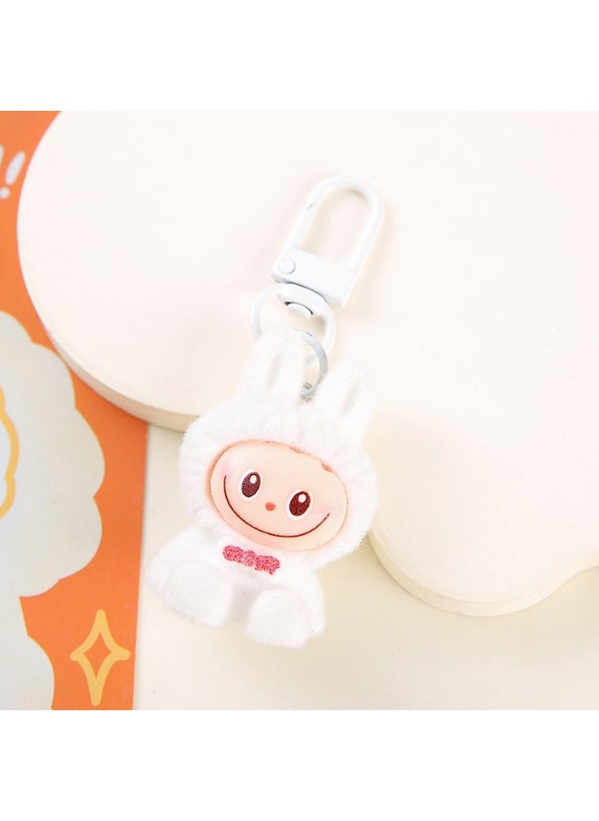 NIBEMINENT Resin Cartoon Cute Flocking LABUBU Keychain, Pendant Doll Accessory Key Chain Gift 