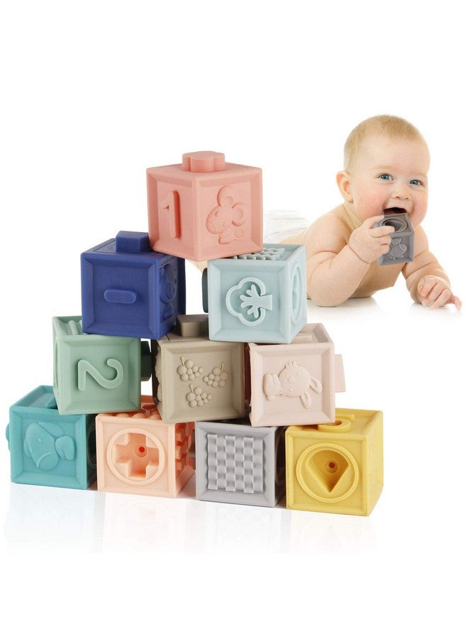 Mini Tudou Baby Blocks Soft Building Blocks Baby Toys Teethers Toy Educational Squeeze Play with Numbers Animals Shapes Textures 6 Months and Up 12PCS - Image 1