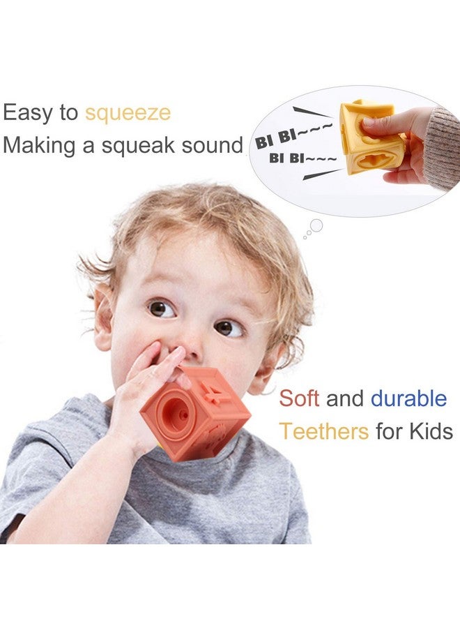Mini Tudou Baby Blocks Soft Building Blocks Baby Toys Teethers Toy Educational Squeeze Play with Numbers Animals Shapes Textures 6 Months and Up 12PCS - Image 2