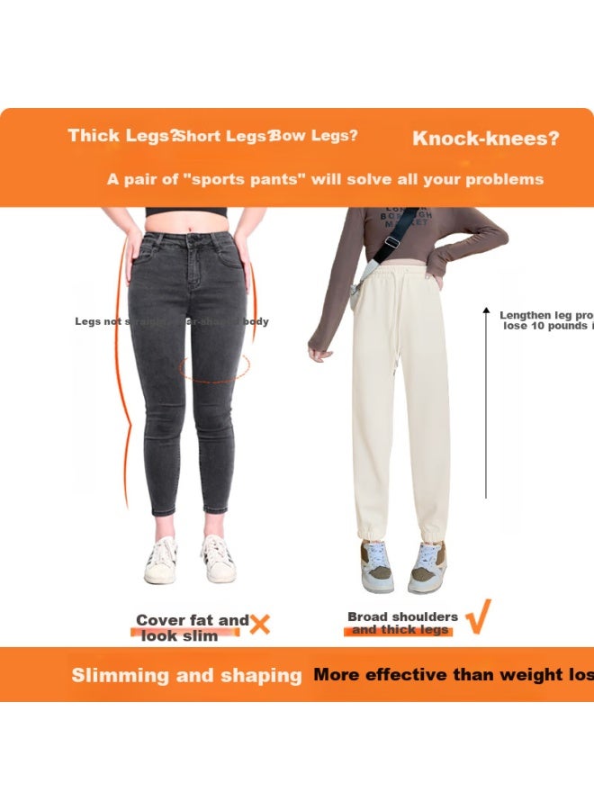 Pull Back Huili Women's Sweatpants, Spring And Autumn New Style, Gray Casual Pants, Loose Fit, Plus Size, College Style Sweatpants - Image 2
