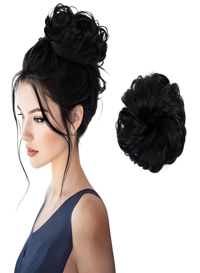 BLUSHIA Hair Bun Hair Piece Synthetic Hair Extension With Elastic Rubber Band (Black Color) - Image 2