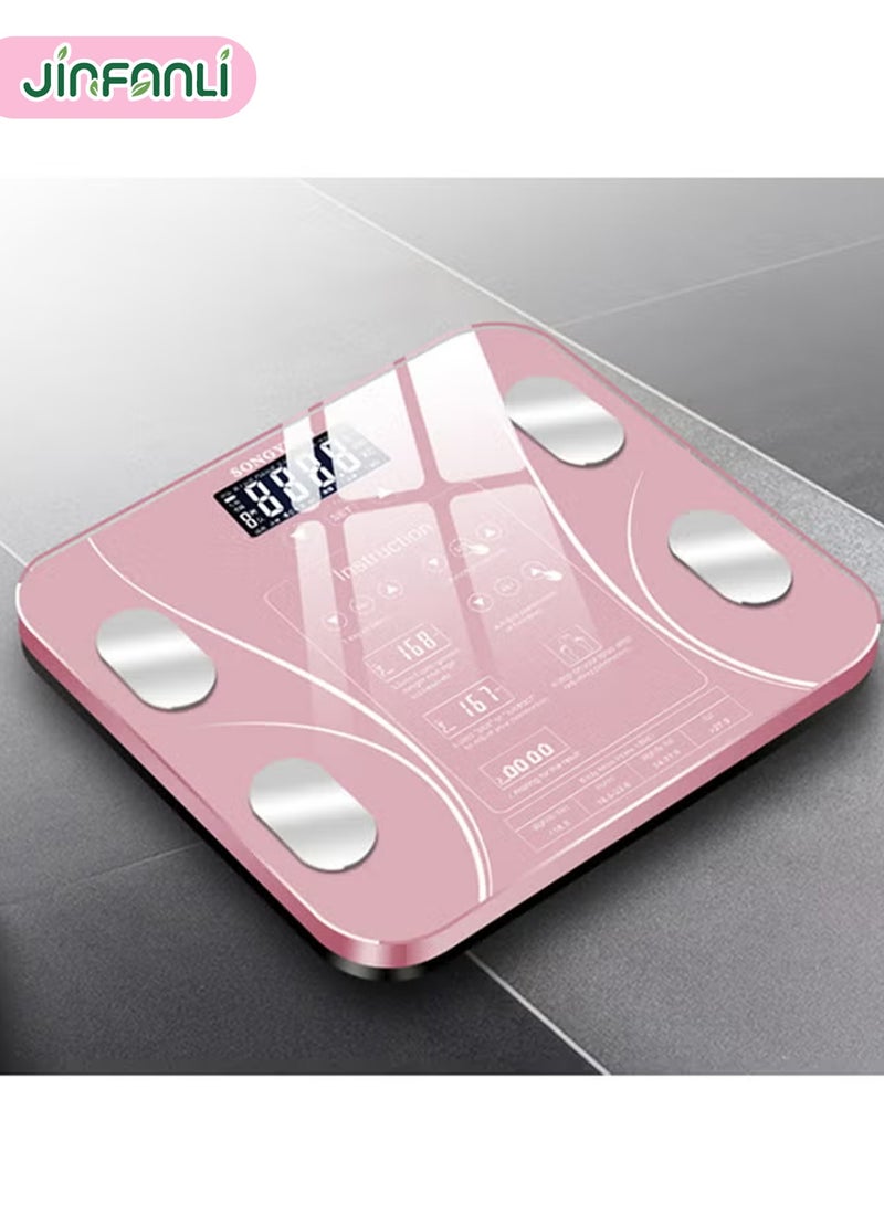 جين فان ل أنا ميزان ذكي، ميزان حمام رقمي مزود بتقنية البلوتوث، ميزان دهون الجسم، 12 قياسًا، الوزن/دهون الجسم/مؤشر كتلة الجسم، تحليل تكوين الجسم للياقة البدنية، وردي، أرطال/كيلوجرام، للاستخدام المنزلي والصالة الرياضية والاستخدام اليومي - Image 2