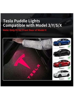 KASTWAVE Car Door Lights Logo Projector Lights for Tesla, Ultra-Bright LED 3D Laser Ghost Shadow Light, Never Fade Welcome Step Courtesy Lights for Model 3 Y S X Accessories, Plug and Play Red, 4pcs  - Image 2