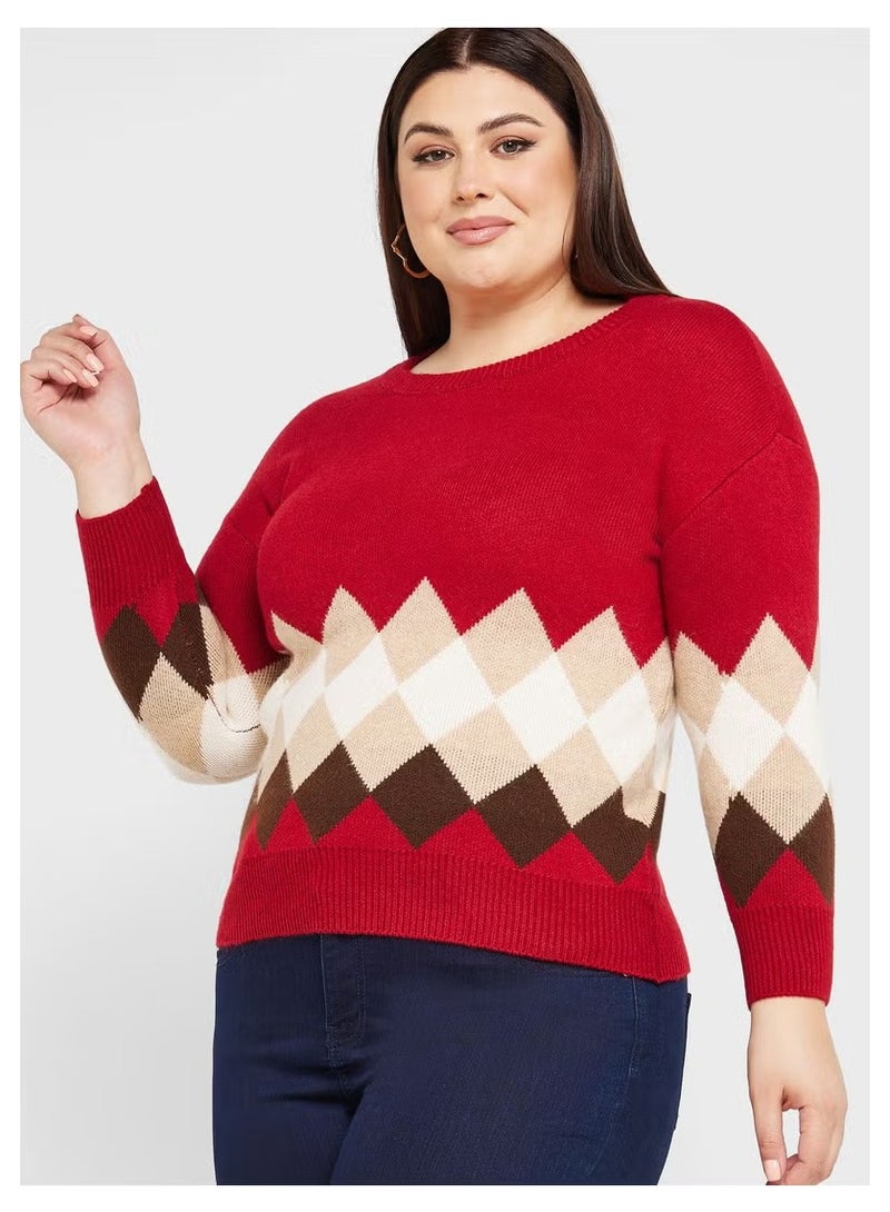 ELLA Printed Crew Neck Sweater - Image 1