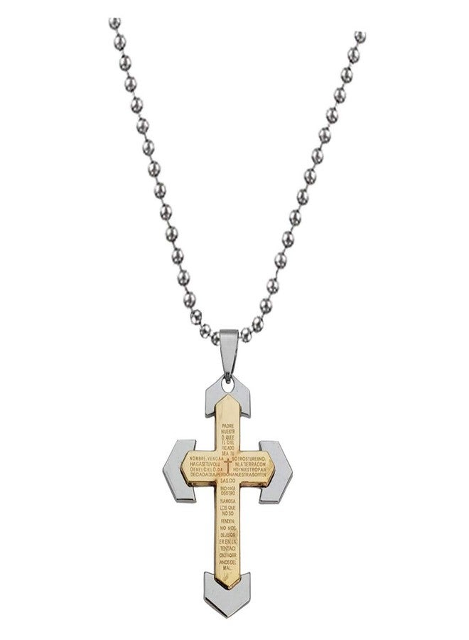 Sullery Christmas Gift Lord Holy Jesus Christ Crucifix Cross Locket Gold Stainless Steel 01 Necklace Pendant for Men and Women - Image 1