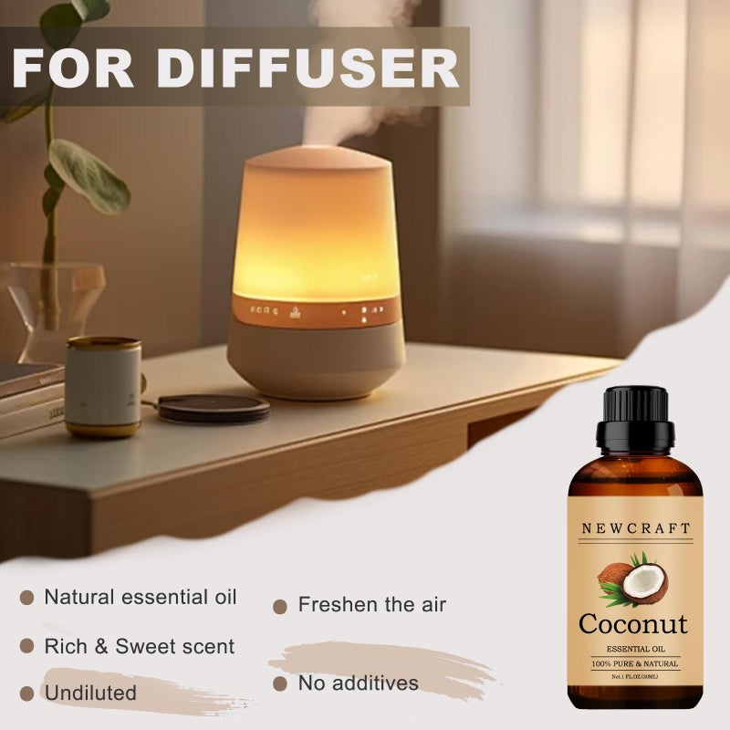 NewCraft Coconut Essential Oils, 100% Pure and Natural Essential Oil for Aromatherapy Diffuser - Coconut/1 Fl Oz - Image 3