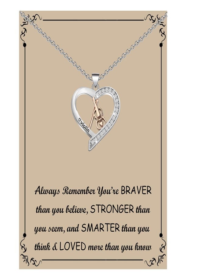 BNQL Violin Pendant Necklace - Gifts for Players, Teachers, Students and Lovers - Jewelry - Image 1