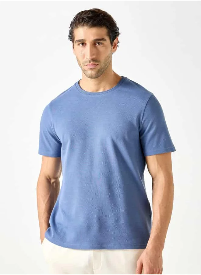 Iconic Iconic Textured Knit T-shirt with Short Sleeves