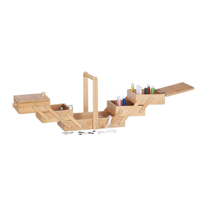 SMALL SEWING BOX EMPTY ORGANIZER FOLDING WITH LID HXWXD 20X24X135 CM NATURAL