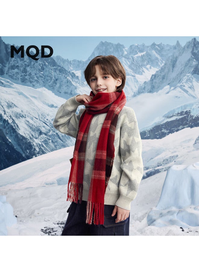 Mqd Boys' Mid-large Kids Winter College Style Cartoon Striped Half Turtleneck Sweater Light Heather Gray 110 - Image 1