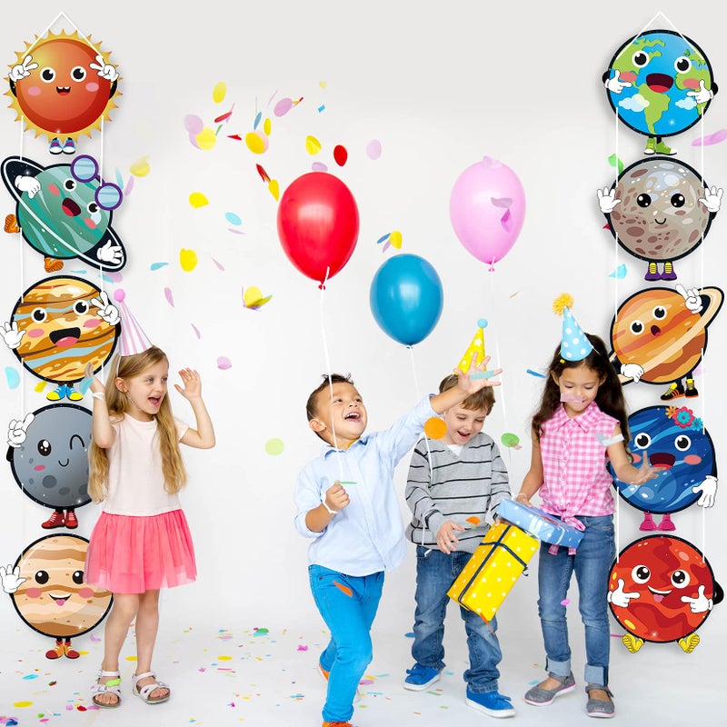 OSNIE 10Pcs Planets Theme Party Decor Supplies Outer Space Cardboard Cutout Door Porch Banner Wall Decor Blue Solar System Party Favors Photo Booth Prop for Kids Boys Space Birthday Party Decorations - Image 4