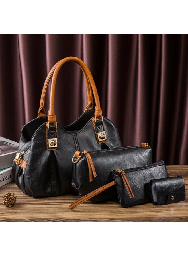 4pcs Purses Retro Tote Handbags for Women - Stylish Shoulder Bags Soft Top Handle Satchel Set  - Image 3