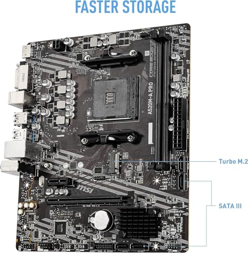 INLAND AMD Ryzen 5 5500 Unlocked Desktop Processor with MSI A520M-A PRO Gaming Motherboard (AMD AM4, DDR4, PCIe 4.0, Micro-ATX), - Image 4