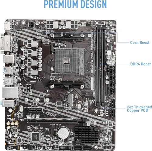INLAND AMD Ryzen 5 5500 Unlocked Desktop Processor with MSI A520M-A PRO Gaming Motherboard (AMD AM4, DDR4, PCIe 4.0, Micro-ATX), - Image 3