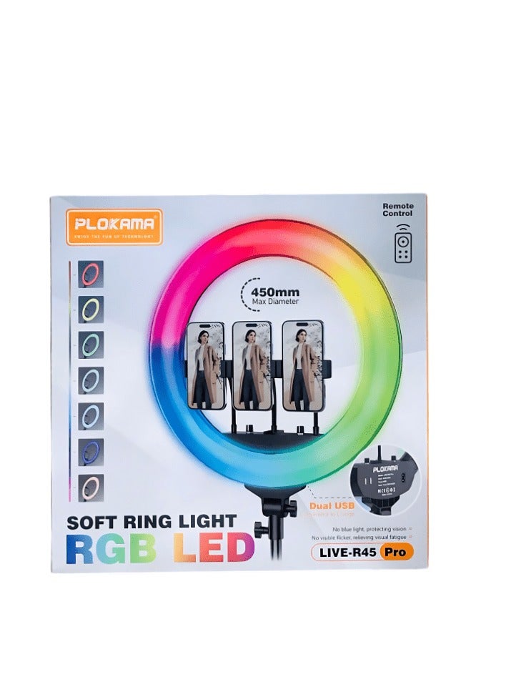 Plokama R45 Pro 17.5 Inch RGB Ring Light  Adjustable Brightness for Professional Photos & Content - Image 3