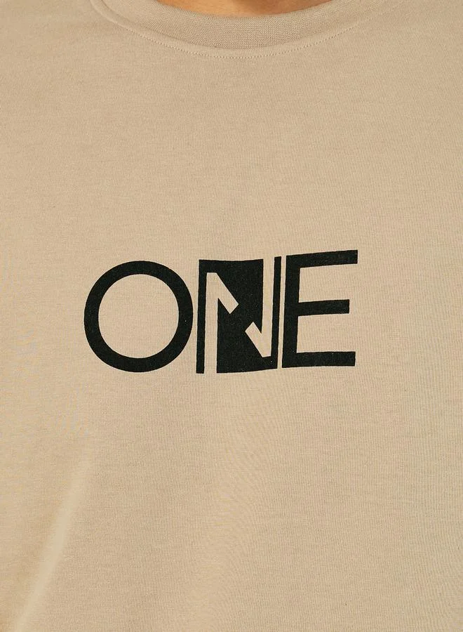 Styli Minimal Print Oversized Cotton Rich T-Shirt