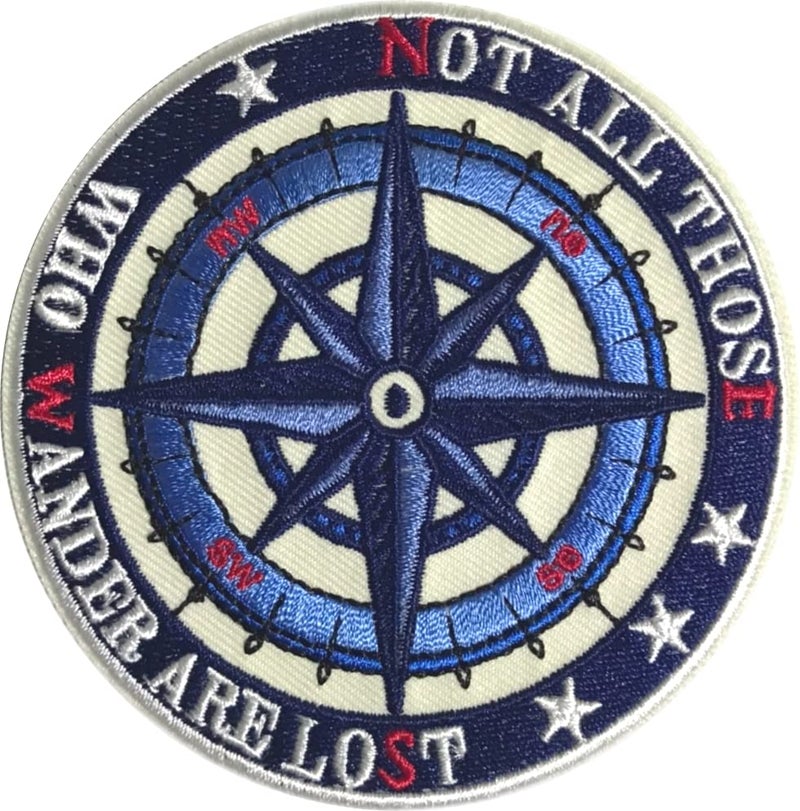 PatchClub PatchClub Not All Those Who Wander are Lost Patch  35 inches Compass Hiking Adventure Outdoor Patch  Cool Embroidered Patch IronOnSewOn