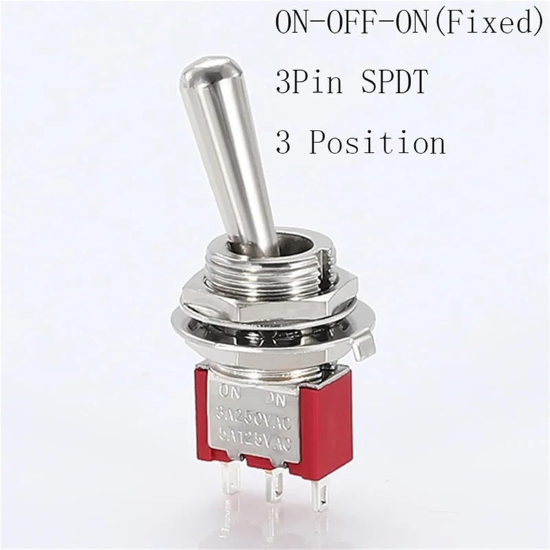 T8014 تشغيل إيقاف تشغيل مفتاح تبديل صغير 5 أمبير 125 فولت تيار متردد تركيب لوحة مقبض طويل 12 مم - Image 3