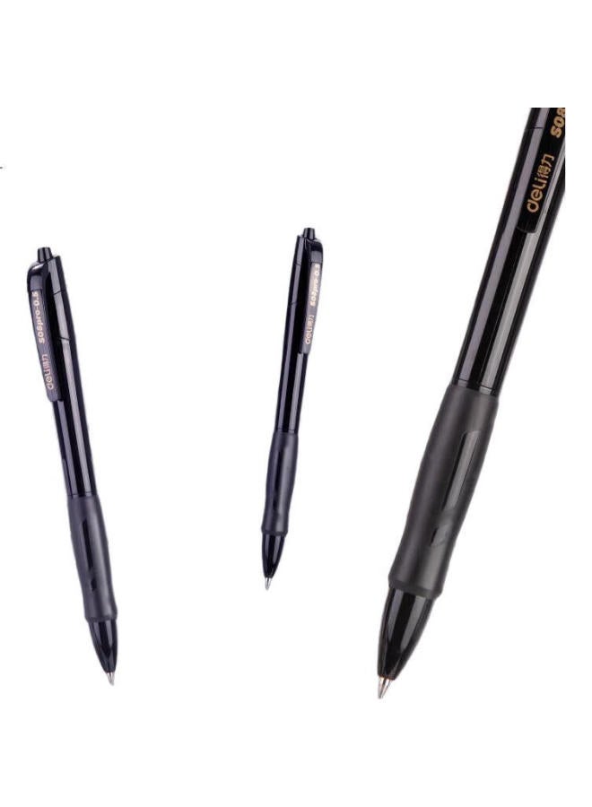 Deli S08 Upgraded Black Gold Edition, Large Capacity Curved Retractable Gel Pen, Office Pen, 0.5Mm Bullet Tip, Black, 10 Pens/Box, S08Pro-10 - Image 3