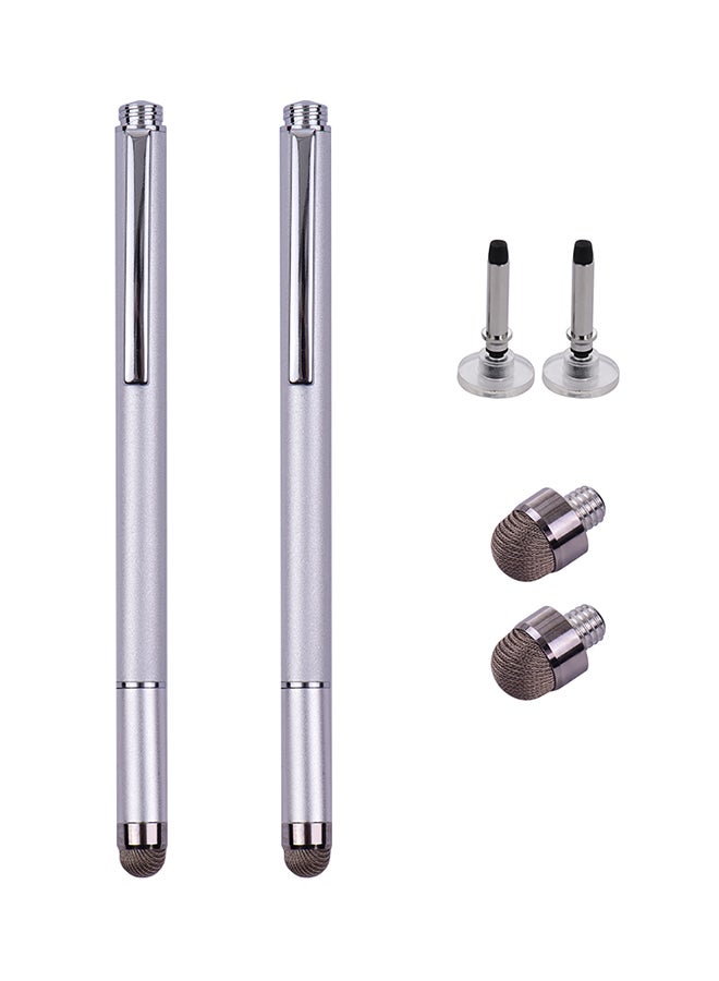 2-Piece 2-In-1 Stylus Pen Silver - Image 1