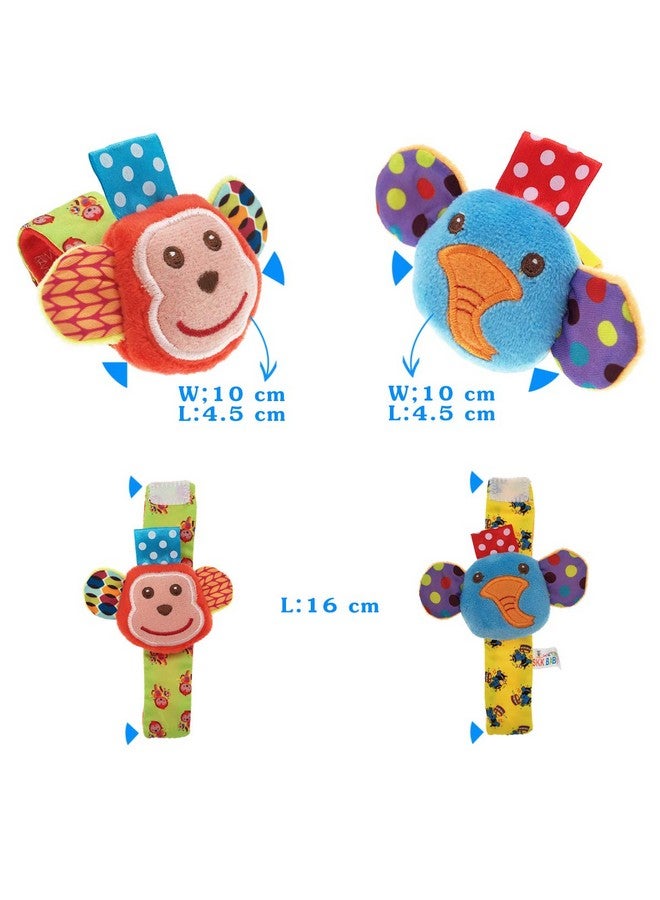 URUTOREO URUTOREO Baby Rattle, Baby Wrist Rattle and Foot Rattles Finder Socks Set,With Developmental Soft Animal Rattles Monkey and Elephant Socks Toys Infant Baby (4 Pcs)  - Image 3