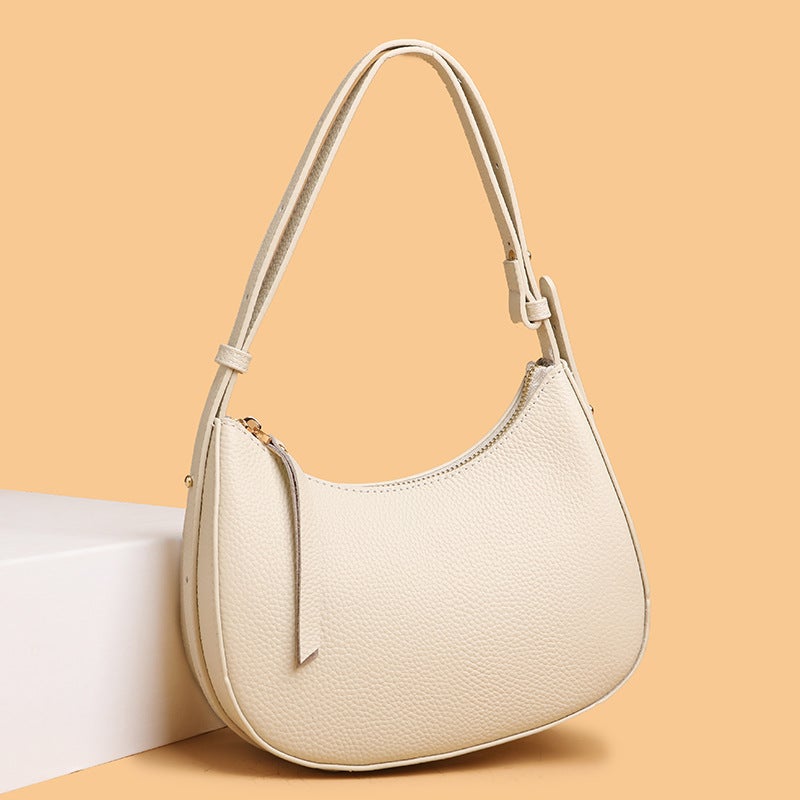 Genuine Leather Baguette Shoulder Bag for Women, Everyday Minimalist Handbag - Image 2