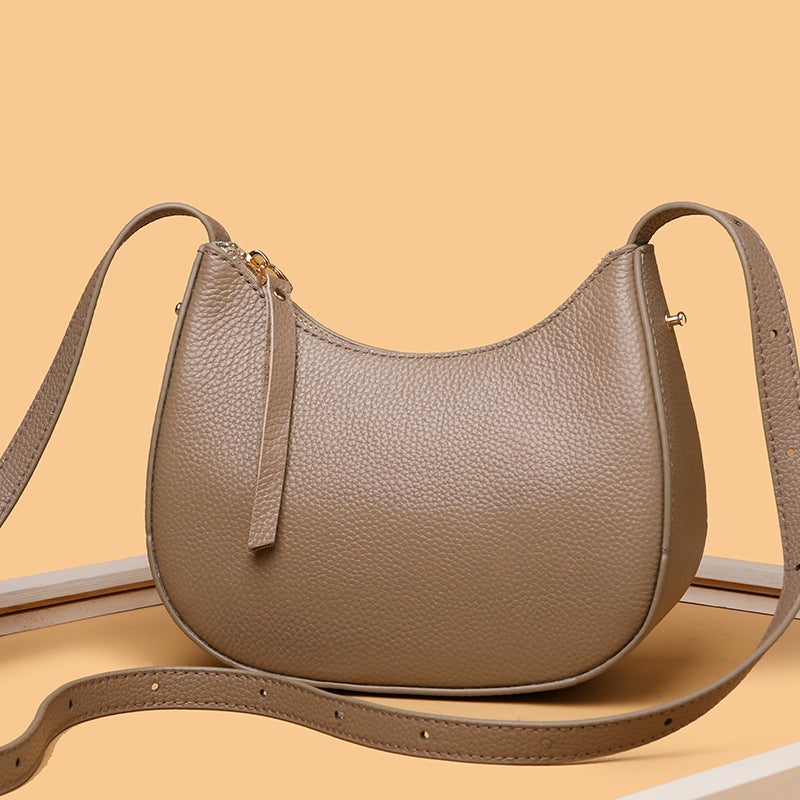 Genuine Leather Baguette Shoulder Bag for Women, Everyday Minimalist Handbag - Image 3