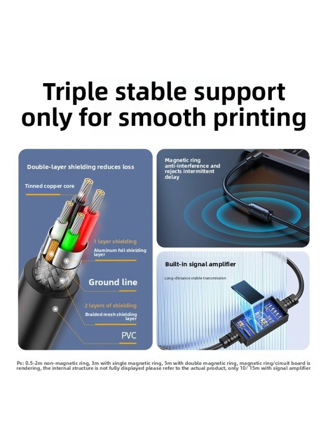 Green Union Usb Printer Connection Data Cable Lengthening 3 M Computer Notebook Suitable For Canon HP Epson-Colors:Gold Plated-Line Length:3 M  - Image 3