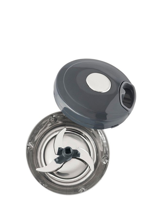 Celltone Steelo Vegetable Chopper for Kitchen | Fruits, Dry Fruit, Onion Cutter for Salad with Pull String & 3 Blades Stainless Steel | Manual Veggie Slicer 500ml - Image 4