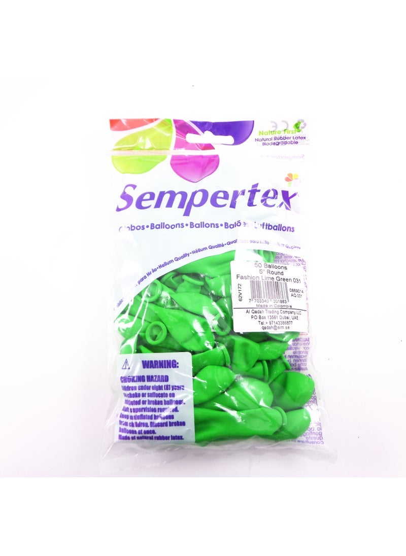 سيمبرتكس 50 قطعة ، بالون دائري 5 بوصات ، بالونات لاتكس خضراء ليمونية - Image 2