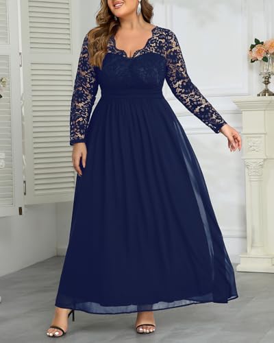 Talisea Plus Size Mother of Bride Dresses Navy Blue Formal Gowns Evening Prom Gala Wedding Lace Chiffon Bridesmaid Long Dress - Image 5