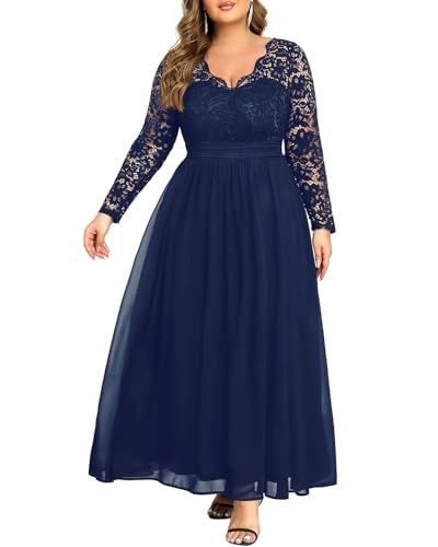 Talisea Plus Size Mother of Bride Dresses Navy Blue Formal Gowns Evening Prom Gala Wedding Lace Chiffon Bridesmaid Long Dress - Image 1