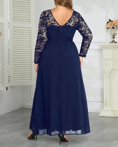 Talisea Plus Size Mother of Bride Dresses Navy Blue Formal Gowns Evening Prom Gala Wedding Lace Chiffon Bridesmaid Long Dress - Image 4