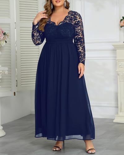 Talisea Plus Size Mother of Bride Dresses Navy Blue Formal Gowns Evening Prom Gala Wedding Lace Chiffon Bridesmaid Long Dress - Image 3