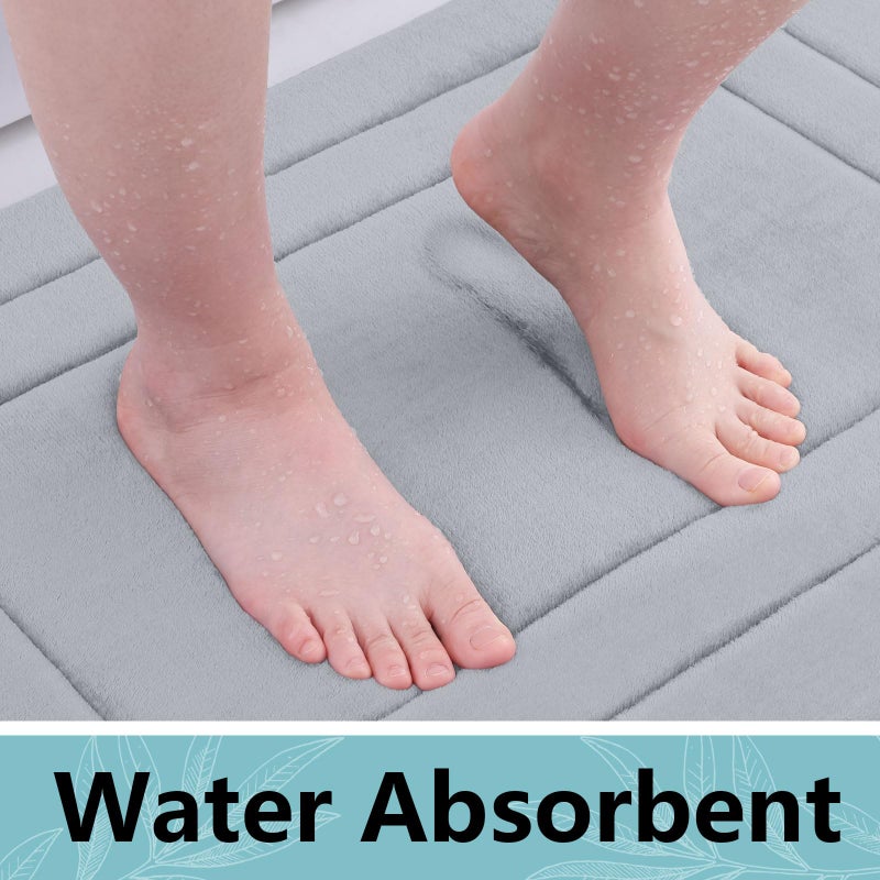 Arotive Memory Foam Bathroom Rug Mat 24x16  Ultra Soft and Absorbent Bath Mat  Machine Wash Dry  Comfortable Bath Rug Carpet for Bathroom Floor  Tub and Shower  Grey - Image 4