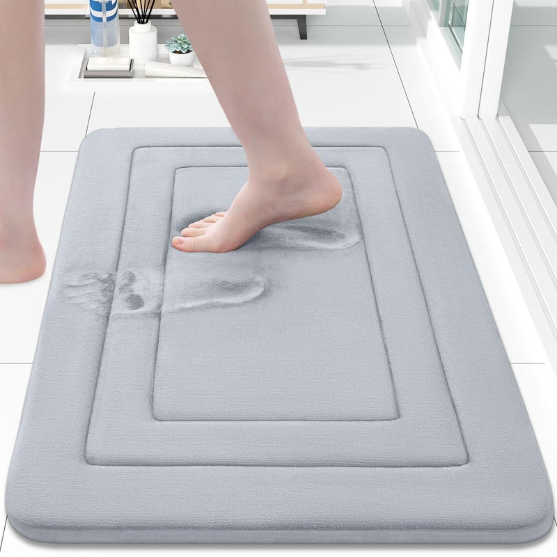 Arotive Memory Foam Bathroom Rug Mat 24x16  Ultra Soft and Absorbent Bath Mat  Machine Wash Dry  Comfortable Bath Rug Carpet for Bathroom Floor  Tub and Shower  Grey - Image 1
